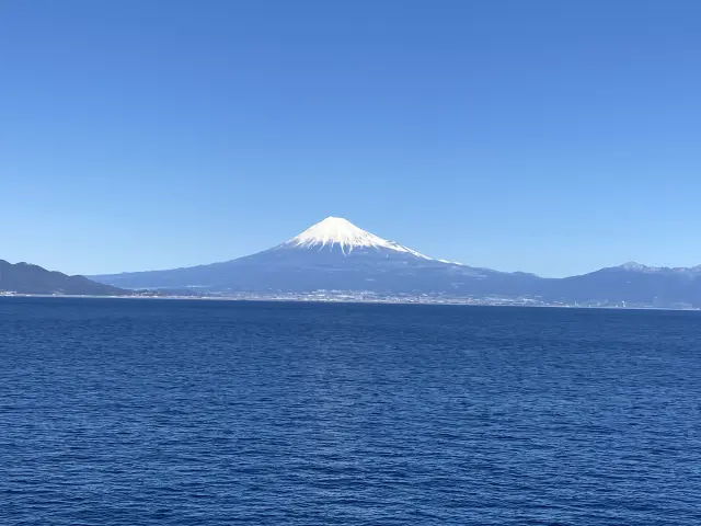 天候良ければ船上からは駿河湾越しの富士山が望める