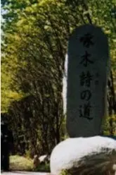 石川啄木の歌碑が点在する
