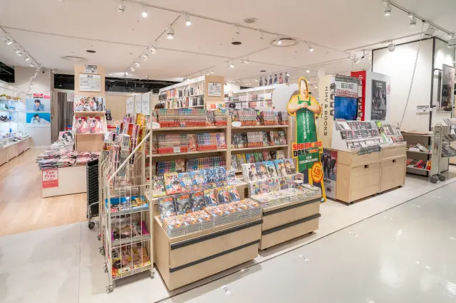 A book section with a wide selection of manga and magazines