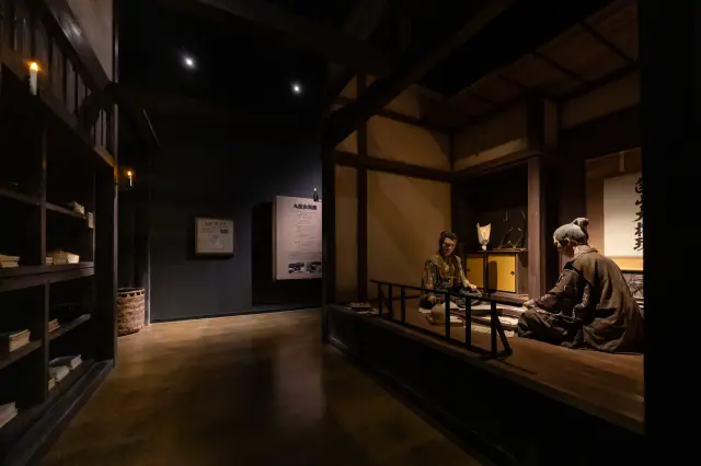 The room featuring figures of Sanada Masayuki and his son Yukimura includes playful interactive features that reveal a hidden staircase and a ninja figure.