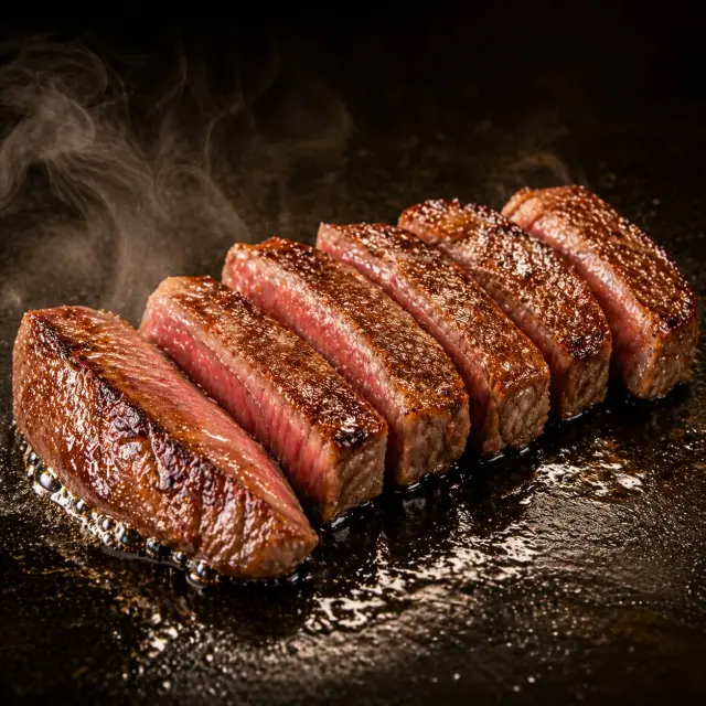 A5ランクの北海道産牛肉を使ったサーロインステーキ