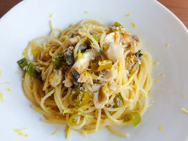 へしこを使ったパスタ