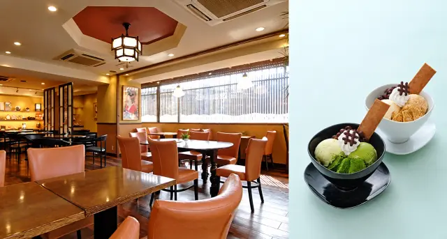 2樓「井筒茶店」店內，以及提供肉桂、抹茶2種口味的「北座聖代」