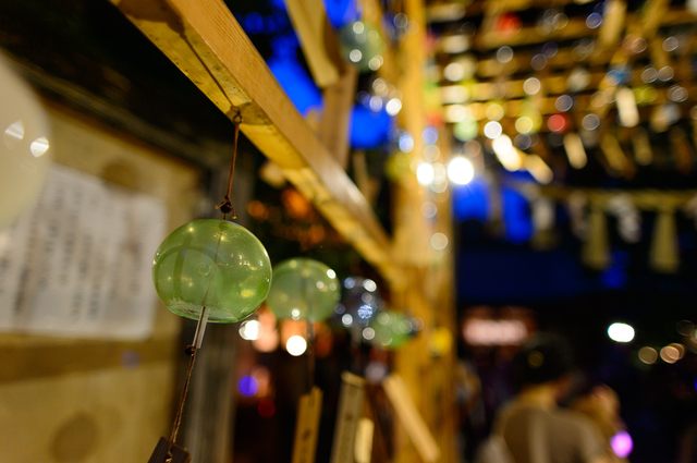 The Enmusubi Wind Chimes are lit up until 8 PM during the event period.